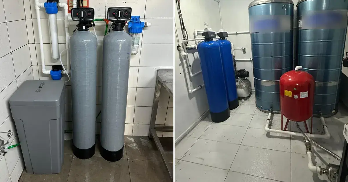 Ataşehir ve Üsküdar'da kurulan tuz tanklı ve depo-hidroforlu su yumuşatma sistemleri